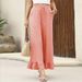 Women's Cropped Ruffle Pants Thin Loose Fit Casual Home Wear Convertible to Capri Pants for Summer 2025 New Arrival_ecoleips.com