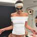 Women's Off-Shoulder Bodycon Top – Sexy Stretchy Knit Blouse With Waistband Detail (Black & White, S-M-L)_ecoleips.com