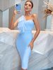 Women's clothing trade station tube top one shoulder mesh bow bandage dress fashionable and elegant party evening dress Dress_ecoleips.com