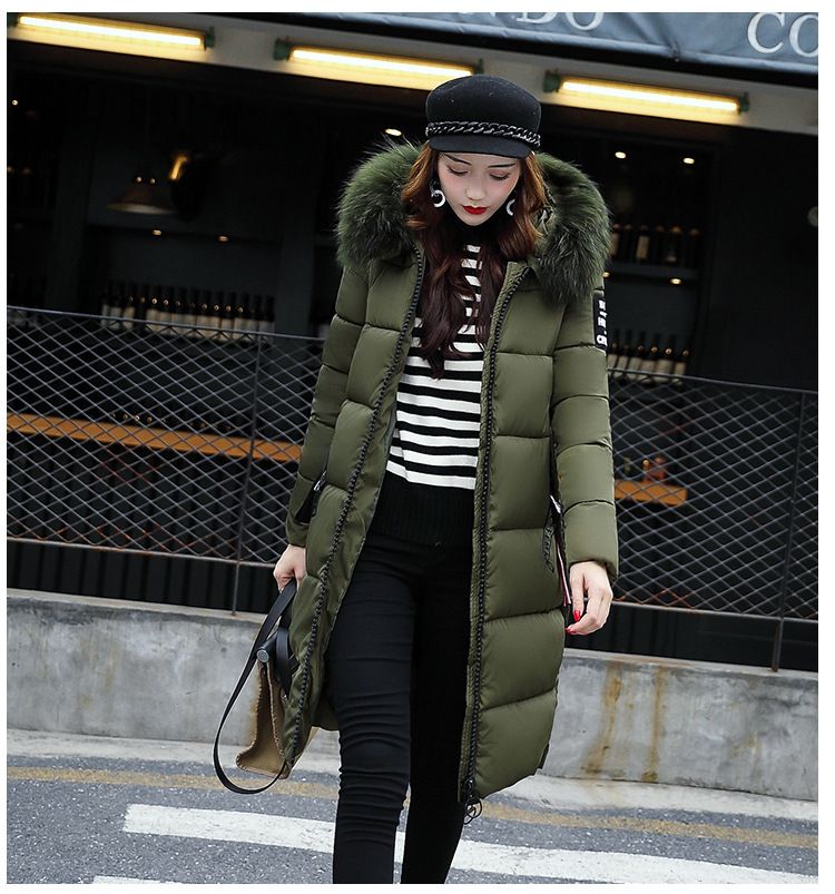 Women's Clothing Slim Fit Long Puffer Coat With Detachable Faux Fur Hood, Thicken Down Alternative Jacket, 3D Embroidery, Windproof Winter Coat_ecoleips.com