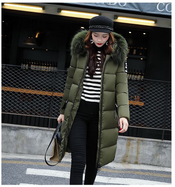 Women's Clothing Slim Fit Long Puffer Coat With Detachable Faux Fur Hood, Thicken Down Alternative Jacket, 3D Embroidery, Windproof Winter Coat_ecoleips.com