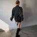 Chic Oversized Denim Shacket For Women, Black Casual Blazer Style Open Front Jacket, Winter Layering Essential_ecoleips.com