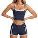 New Cross-border Set: Halter Neck, Contrasting Color Tank Top High-waisted Shorts, Sporty Casual Two-piece Set,_ecoleips.com