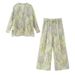 Women's Asymmetrical Slit Print Ramie Blouse & High Waist Wide Leg Pants Set – Trendy Streetwear Outfit For Summer_ecoleips.com
