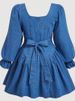 K Women's Long Sleeved Waist Cinching And Slimming Dress Denim Skirt_ecoleips.com