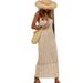Women's Clothing Sleeveless Knitted Beach Dress Hollow Bikini Cover Up Long Vest Dress_ecoleips.com