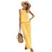 Summer Women's Casual Sleeveless Top And Pants Set - Breathable Loungewear Outfit For Home, Travel, And Daily Wear_ecoleips.com