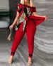 Women's Clothing Women's Stylish Irregular Hem Two-Piece Pants Set - Flowy Polyester Lounge & Office Wear (Blue/Red/Green/Yellow/Orange Print, S-3XL)_ecoleips.com