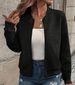 Women’s High-Neck Zip-Up Knit Cardigan – Stylish Long Sleeve Lightweight Jacket For Casual & Office Wear (Green, Black, White, Light Grey)_ecoleips.com