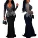 Women's Clothing Sexy Slim Fit Hot Diamond Hip wrapped V neck Dress_ecoleips.com