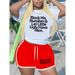 Women's Stylish T-Shirt & Shorts Set – Casual Sporty Two-Piece Outfit, Breathable Polyester, Trendy Color Block (White/Black/Red/Green/Gray/Khaki)_ecoleips.com