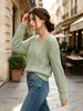 Thin Mesh Stitch Knit Sweater, Textured Long Sleeve_ecoleips.com