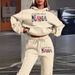 Women's Long Sleeved Hooded Sweatshirt Set Letter Print Simple Spring Autumn_ecoleips.com