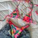 Women's Clothing Floral Print Bikini Set Double Fabric Tie-Up Swimsuit Sexy Vacation Swimwear Polyester_ecoleips.com