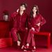 Voya Pajamas Newlyweds, High-end Red Island Velvet Autumn Winter Set Bride And Groom, Double Happiness For The Wedding_ecoleips.com