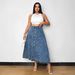 Plus Size A-Line Denim Skirt With Layered Hem - High Waist Summer Casual Skirt For Women, Streetwear Staple In Light Blue_ecoleips.com