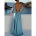 Elegant Solid Color Spliced Tie-Waist Long Maxi Dress With Adjustable Straps - Flattering A-Line Silhouette For Women_ecoleips.com