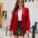 Elegant V-Neck Cardigan Sweater – Oversized Open Front Knit With Cable Stitch (S/M/L/XL, Red/Navy/, Cozy Lambswool Blend For Fall/Winter)_ecoleips.com