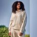 Women's Wide Leg Pants Set Autumn Winter Solid Color Hooded Long Sleeved Top Casual European American Style Clothing_ecoleips.com