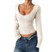 Women's Clothing Basic Long Sleeve Knit Sweater - Soft Round Neck Pullover Top For Fall & Winter - Solid Color Casual T-Shirt (Black, Gray, Beige)_ecoleips.com