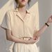 White Chiffon Shirt Women's Summer New Temperament V-neck Top Versatile Loose Short-sleeved Foreign-style Shirt_ecoleips.com