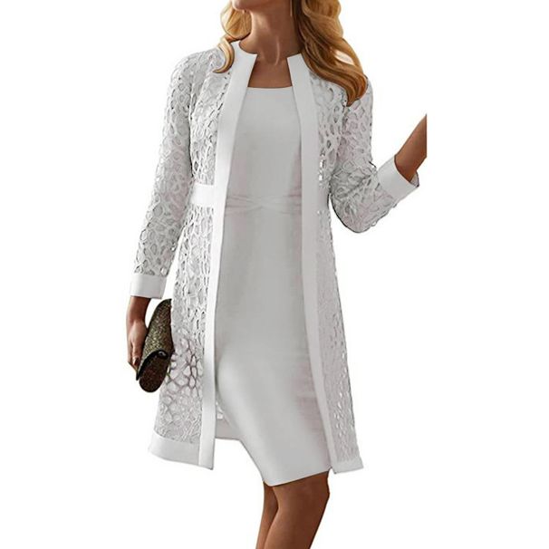 Women's Clothing New Women's Color Lace Cardigan Dress Two Coats_ecoleips.com