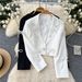 Women's Clothing High Class Lady Style Pearl Bow Short Jacket_ecoleips.com