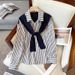 Women's Long Sleeve Shirt With Detachable Shawl Collar – Loose Fit Striped Blouse For Spring, Casual & Office Wear_ecoleips.com