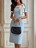 Women's Clothing Round Neck Bow Contrast Color Slim Dress For Celebrity Party Banquet Spring/Autumn Fashion_ecoleips.com