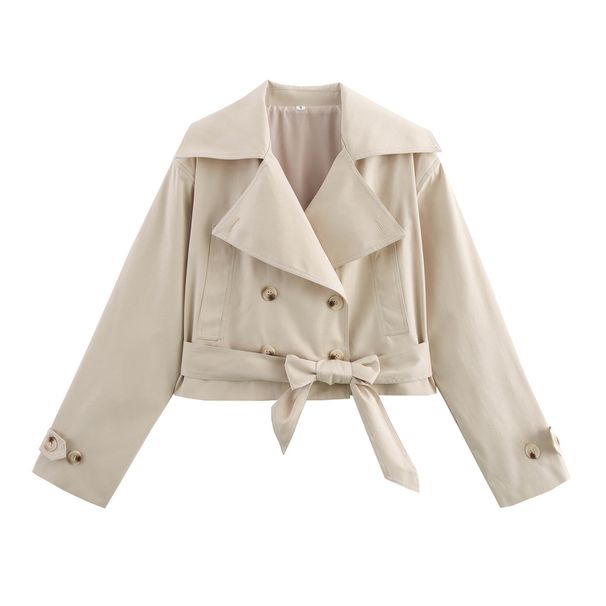 Belted Long-Sleeve Windbreaker Jacket For Women, Versatile Spring & Autumn Outerwear, Stylish New Arrival_ecoleips.com