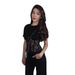 ng2510292 European And American Style Black Lace Patchwork Waist-cinching Round-neck Short-sleeve T-shirt For Women, New Summer_ecoleips.com