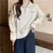 real-shot Polo Collar Sweatshirt For Women, Spring And Autumn, Thin, Loose, New Plus Size, Hong Kong Style,_ecoleips.com