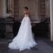 【Pre-sale | Ships In 15 Days】Elegant Suspender Wedding Dress With High Slits And Train, Three-dimensional Flower Beaded Embroidery Wedding Dress_ecoleips.com