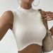 2025 Spring New Style Semi-High Collar Hem Curved Crop Top Sexy Slim Fit For Women_ecoleips.com