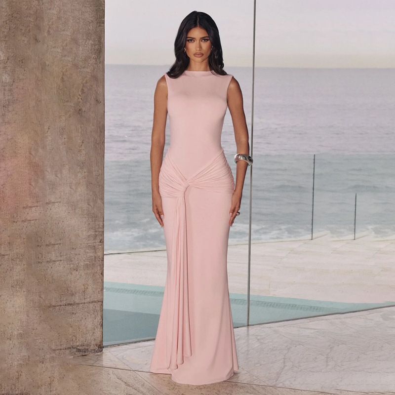 Women's Fall Fashion Backless High-Waist Bodycon Mini Dress – Sleeveless Wrap Ribbon Bandage Dress (Elegant & Sexy For Night Out & Party Wear)_ecoleips.com