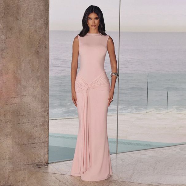 Women's Fall Fashion Backless High-Waist Bodycon Mini Dress – Sleeveless Wrap Ribbon Bandage Dress (Elegant & Sexy For Night Out & Party Wear)_ecoleips.com
