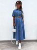 Women's Clothing New Mid Length Shirt Denim Dress A Line_ecoleips.com