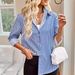 Women's Clothing New Casual Striped Long Sleeved Button Shirt Female_ecoleips.com