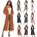Women's European American Style Long Thin Cardigan Sweater With Large Pockets Wool Material Multi-Color Slit Design A8019_ecoleips.com