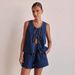 Summer Fashion Casual Sleeveless Lace Up High Waist Women's Vest Denim Suit Shorts_ecoleips.com
