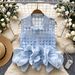 Women's Clothing Fashion Tops Design Heavy Three Dimensional Flower Bud Stitching Thin Checkered Sleeveless Chic Shirt_ecoleips.com
