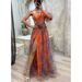 European And American New Party Mesh Slanted Shoulder Dress INS Casual Fashion Dress For Women_ecoleips.com