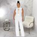 Women's Sexy Solid Color Sleeveless Stand Collar Round Neck Jumpsuit Wide Leg Pants_ecoleips.com