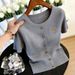 Women's Round-Neck Knit T-Shirt Breathable Viscose Blend Slim Fit Casual Top for Spring And Summer_ecoleips.com