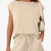 Women's Drawstring Shorts Set | Soft Round-Neck Top & Casual Shorts With Pockets For Summer Active Wear_ecoleips.com