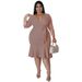 Plus Size Women's Mid Sleeve Dress Summer New Style Full Skirt_ecoleips.com