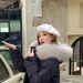 girl Girl New 2025 Jacket For Women Pink Parka Workwear Down Cotton Coat Winter Thickened Large Fur Collar Loose Fit_ecoleips.com