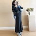 Autumn New Korean Fashion Knitted Plaid Patchwork Tie Maternity Dress_ecoleips.com