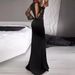 Women's Clothing Hip Wrapped Mid Waist Black Literary Mesh Sequins Temperament Commuter Long Skirt Dress_ecoleips.com