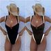 European And American Style Women's One Piece Swimsuit Color Block U Neck Bikini New Bikini029_ecoleips.com